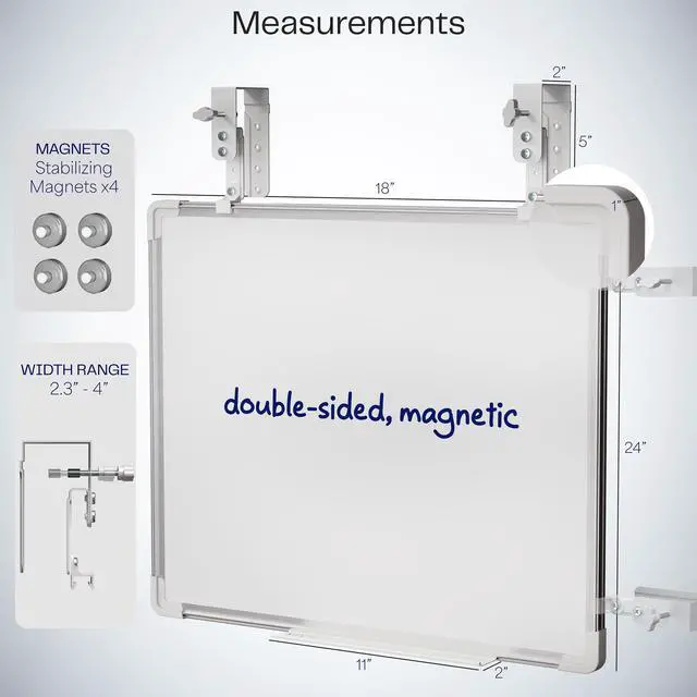 Alt view image 3 of 7 - VIVO 24 x 20 inch Hanging Whiteboard with Metal Hook Mounting System for Door