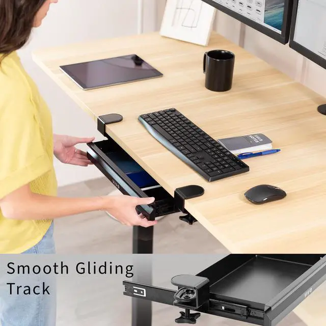 Alt view image 4 of 7 - VIVO Black 16" Clamp-on Shallow Storage Drawer Desk Organizer