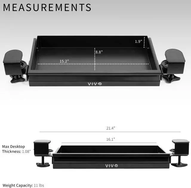 Alt view image 5 of 7 - VIVO Black 16" Clamp-on Shallow Storage Drawer Desk Organizer
