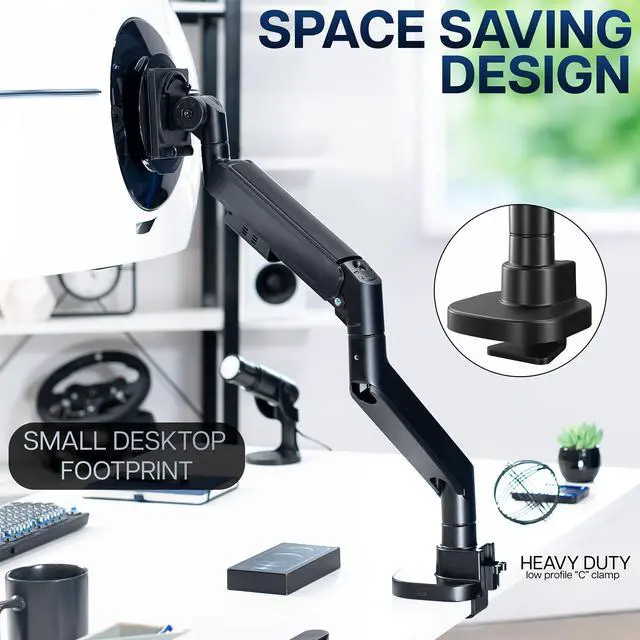 Alt view image 5 of 7 - VIVO Black Pneumatic Arm Single Ultrawide Computer Monitor Desk Mount