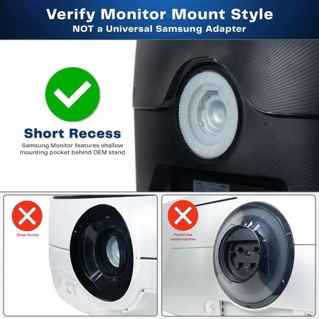 Alt view image 2 of 7 - VIVO Short Recessed VESA Adapter Designed for Compatible Samsung Monitors Screen