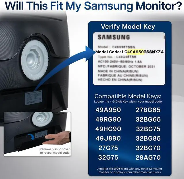 Alt view image 3 of 7 - VIVO Short Recessed VESA Adapter Designed for Compatible Samsung Monitors Screen