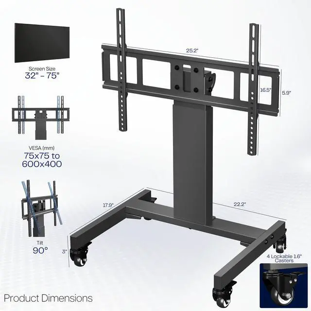 Alt view image 3 of 7 - VIVO Low Height TV Cart for 32 to 75 inch Screens