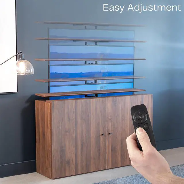 Alt view image 4 of 7 - VIVO Walnut Cabinet with Motorized TV Stand, Fits 32" to 55" Screens