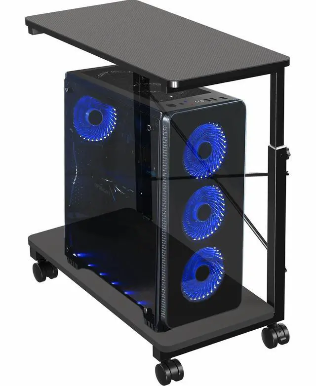 Main image of VIVO Black Mobile PC Cart with Storage, Premium Computer Tower Holder