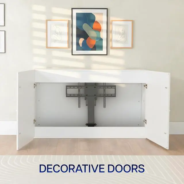 Alt view image 7 of 7 - VIVO White Cabinet with Motorized TV Stand, Fits 32" to 55" Screens