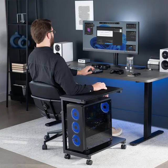 Alt view image 6 of 7 - VIVO Black Mobile PC Cart with Storage, Premium Computer Tower Holder