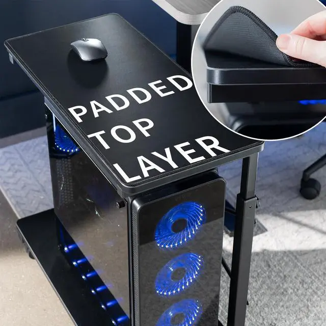 Alt view image 4 of 7 - VIVO Black Mobile PC Cart with Storage, Premium Computer Tower Holder