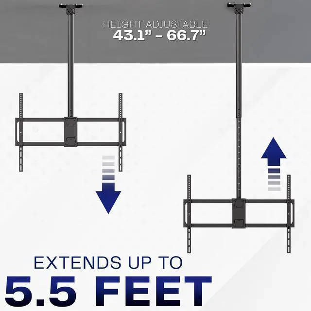 Alt view image 7 of 7 - VIVO Extending Large Ceiling TV Mount for 50 to 100 inch Screens, 5.5ft Pole