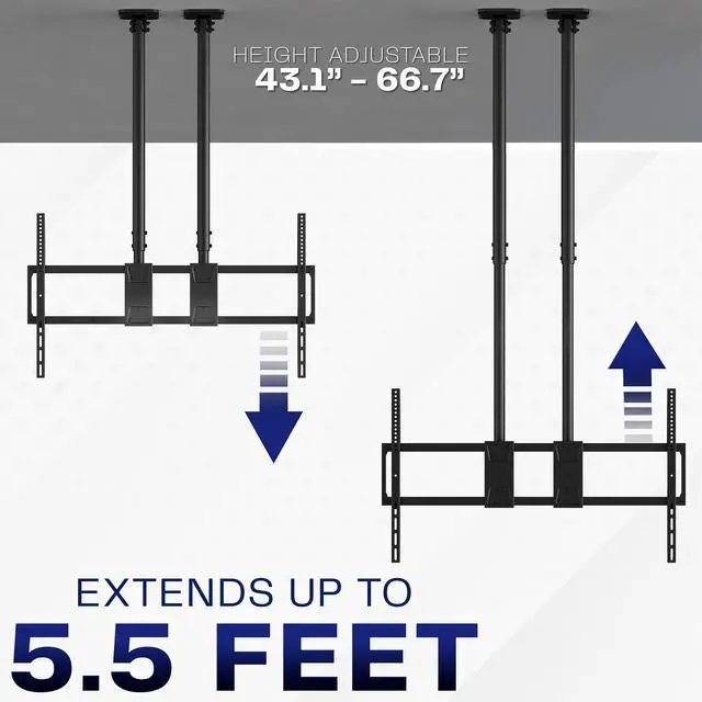 Alt view image 7 of 7 - VIVO Extending Large Ceiling TV Mount, 60 to 120 inch Screens, Dual 5.5ft Poles