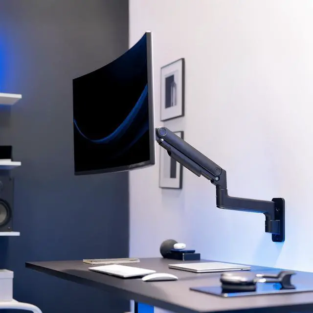 Alt view image 2 of 7 - VIVO Tension Arm Monitor Wall Mount, Fits Ultrawide Screens up to 49"