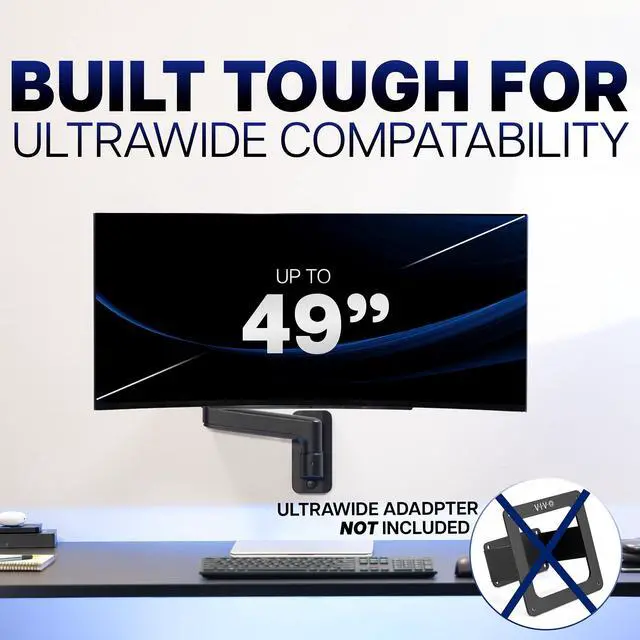 Alt view image 5 of 7 - VIVO Tension Arm Monitor Wall Mount, Fits Ultrawide Screens up to 49"