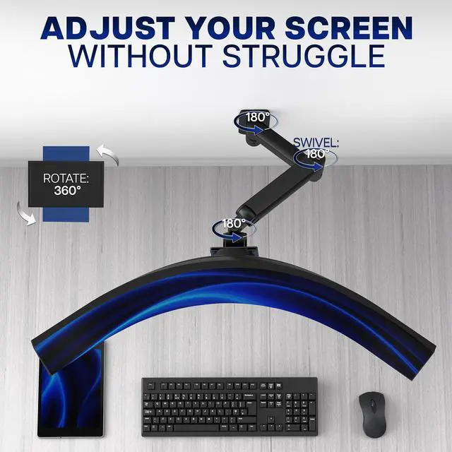 Alt view image 6 of 7 - VIVO Tension Arm Monitor Wall Mount, Fits Ultrawide Screens up to 49"