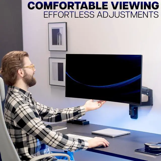 Alt view image 7 of 7 - VIVO Tension Arm Monitor Wall Mount, Fits Ultrawide Screens up to 49"