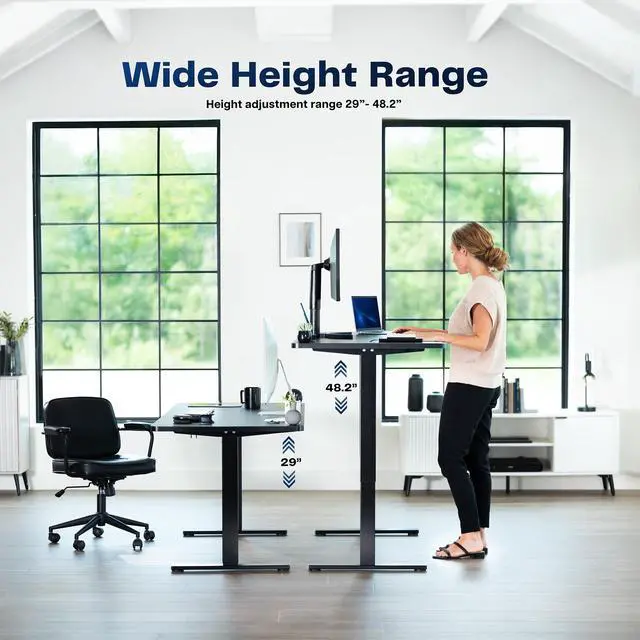 Alt view image 7 of 7 - VIVO Electric 63 x 32 Standup Desk, Black Carbon Fiber Tabletop, Black Frame
