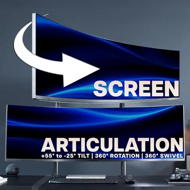 Alt view image 5 of 7 - VIVO Dual Ultrawide Stacked Monitor Desk Mount, 2 Poles, 2 Screens up to 57"