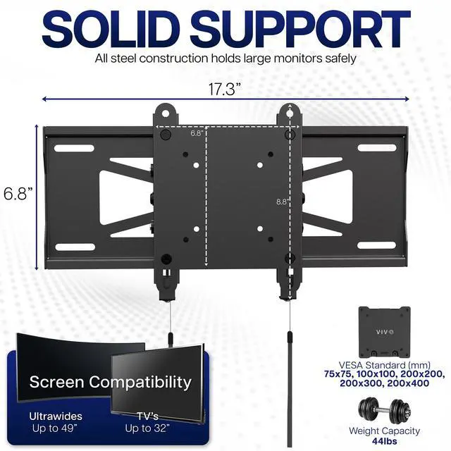 Alt view image 3 of 7 - VIVO Low Profile Ultrawide Monitor Wall Mount, (MOUNT-VW49U)