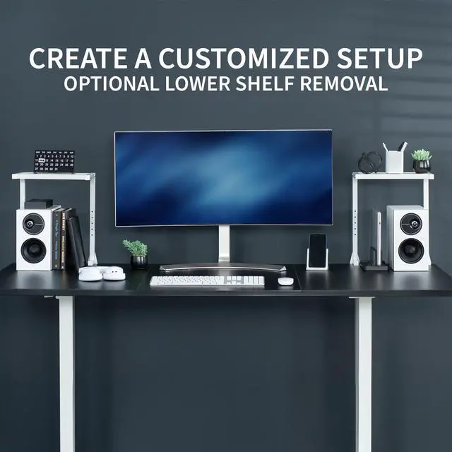 Alt view image 7 of 7 - VIVO White Clamp-on 13" Above or Below Desk 2-Tier Shelving Unit, Desk Organizer