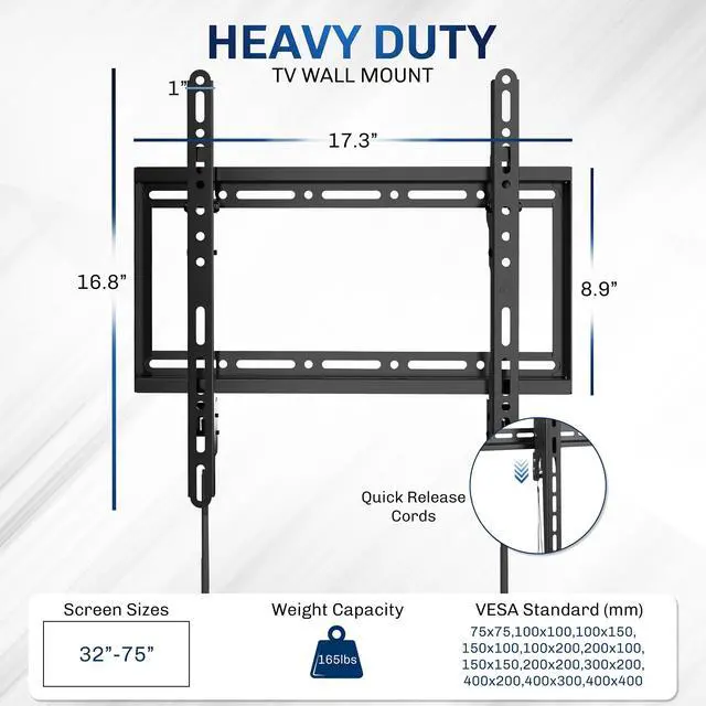 Alt view image 3 of 7 - VIVO Heavy Duty 32" to 75" TV Wall Mount Curved and Flat Panel Screens