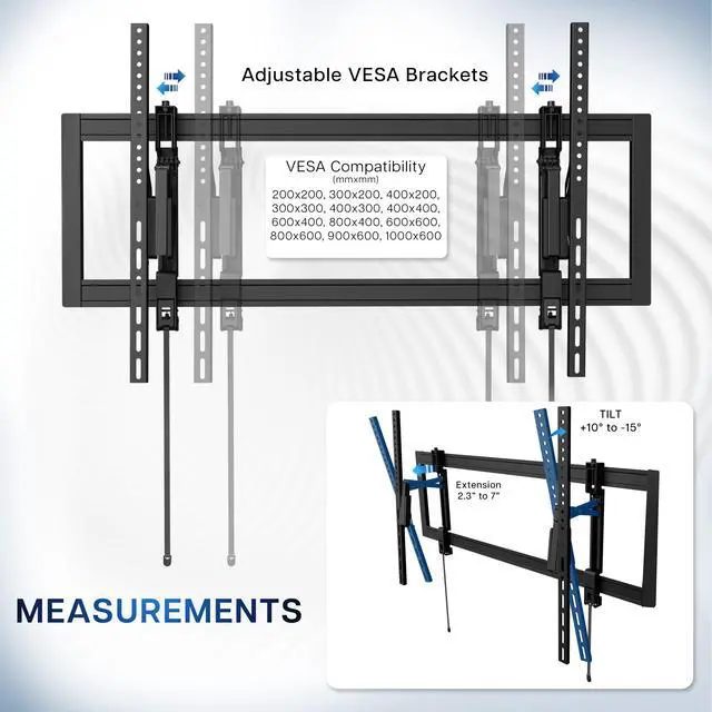 Alt view image 4 of 7 - VIVO Low Profile Tilting TV Wall Mount for 55 to 105 inch Screens