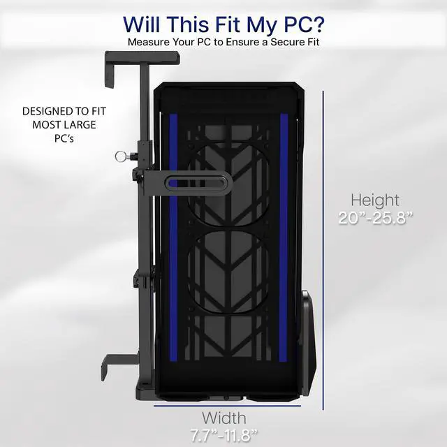 Alt view image 3 of 7 - VIVO Adjustable Under Desk Large PC and Wall Mount, Computer Case CPU Holder