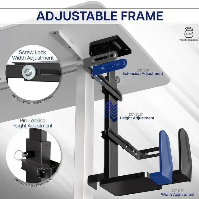 Alt view image 4 of 7 - VIVO Adjustable Under Desk Large PC and Wall Mount, Computer Case CPU Holder