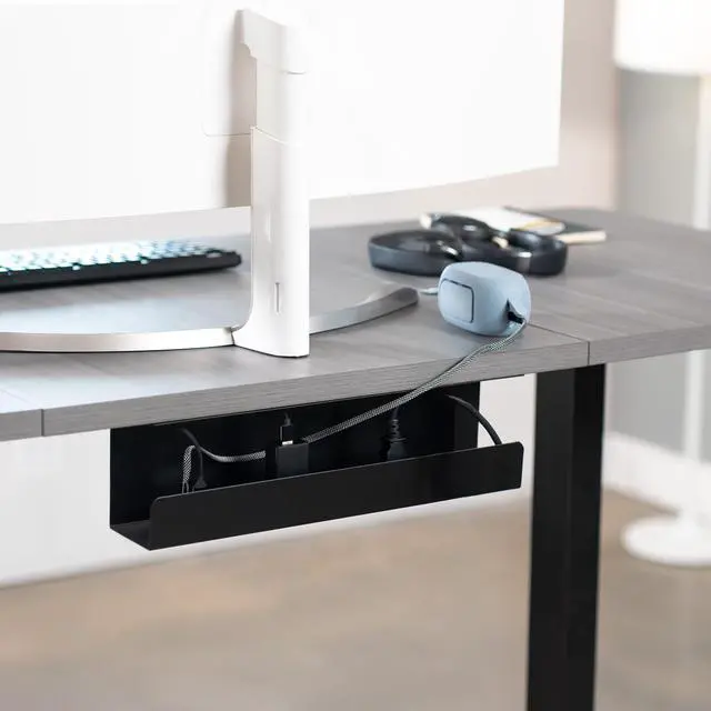 Alt view image 2 of 7 - VIVO Black Under Desk 17" Cable Management Tray, Wire Organizer, Cord Holder