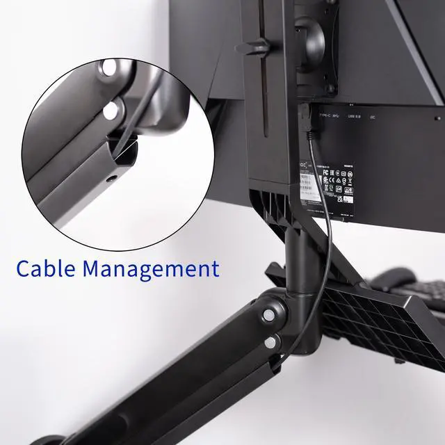 Alt view image 6 of 7 - VIVO Premium Single Monitor & Keyboard Sit-Stand Wall Mount and CPU Holder