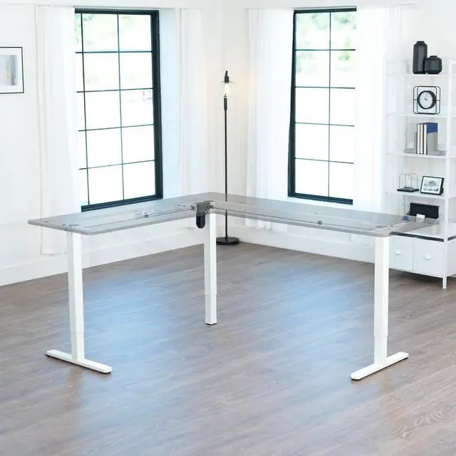 Alt view image 2 of 7 - VIVO White Large Electric Single Motor Corner Desk Frame