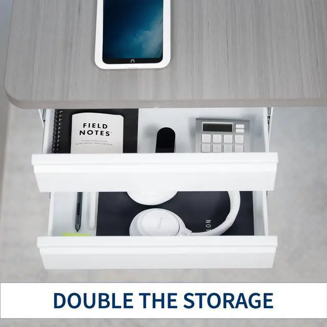 Alt view image 7 of 7 - VIVO White Dual Level 16" Pull Out Under Desk Storage Drawer Set without Shell