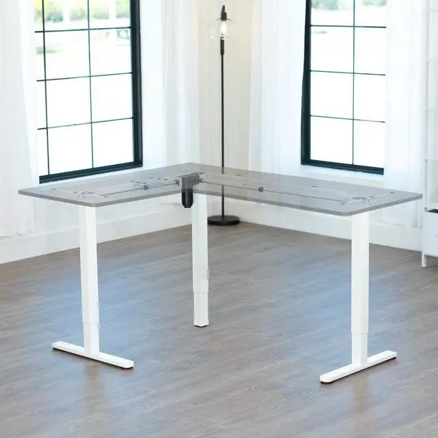 Alt view image 2 of 7 - VIVO White Small Electric Single Motor Corner Desk Frame