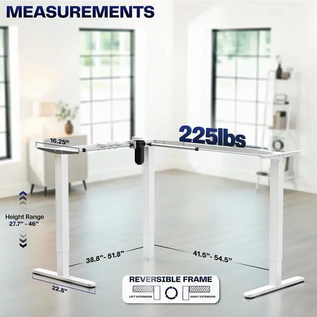 Alt view image 5 of 7 - VIVO White Small Electric Single Motor Corner Desk Frame