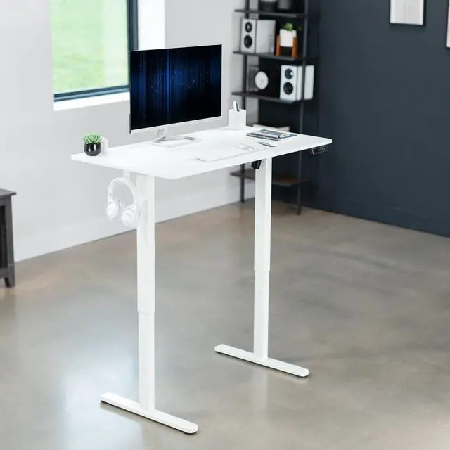 Alt view image 2 of 7 - VIVO White 44" x 24" Electric Sit Stand Desk, Height Adjustable Workstation
