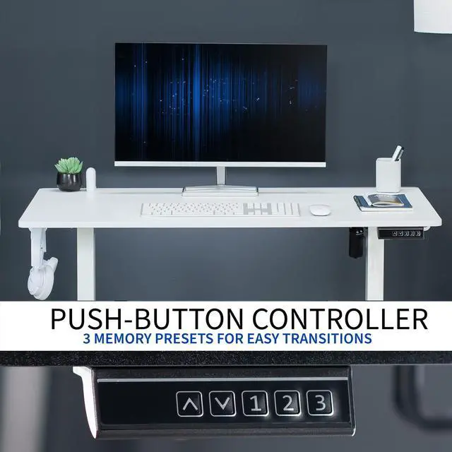 Alt view image 5 of 7 - VIVO White 44" x 24" Electric Sit Stand Desk, Height Adjustable Workstation