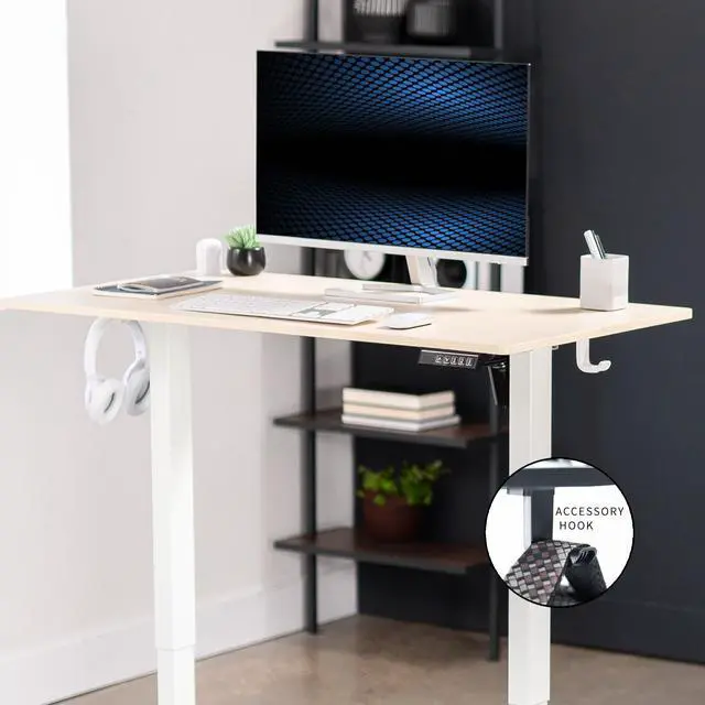 Alt view image 6 of 7 - VIVO Electric 44" x 24" Sit Stand Desk Workstation, Light Wood Top, White Frame