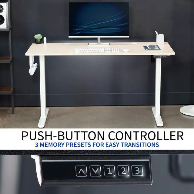 Alt view image 5 of 7 - VIVO Electric 55" x 24" Sit Stand Desk, Light Wood Table Top, White Frame