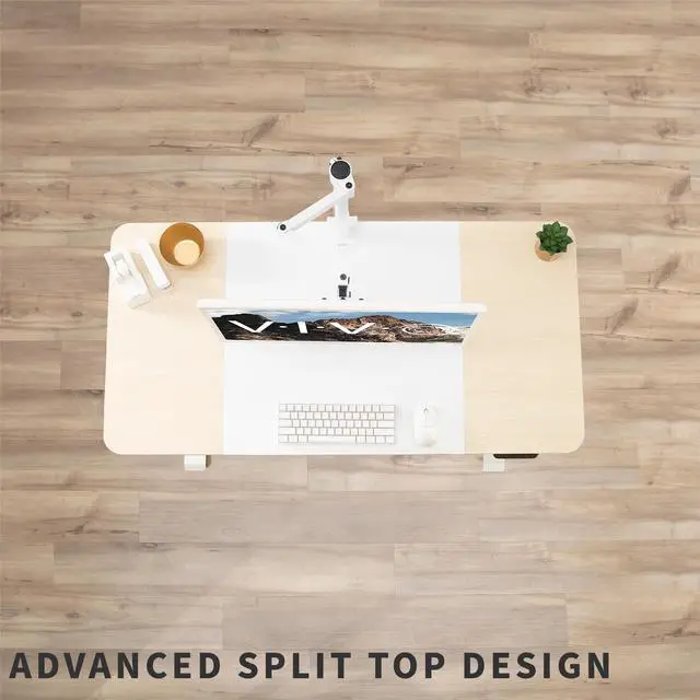 Alt view image 7 of 7 - VIVO White and Light Wood Electric 47" x 24" Sit Stand Desk