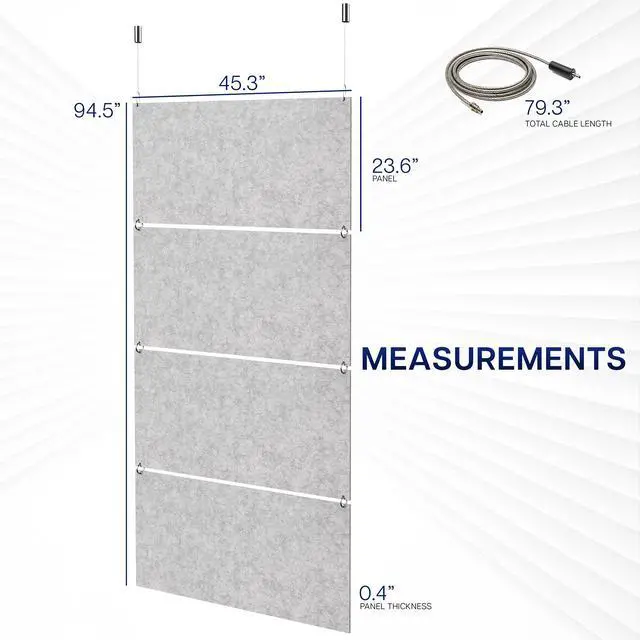 Alt view image 2 of 7 - VIVO Modular 45" x 95" Hanging Acoustic Panels (x4), Sound Absorber, Light Gray