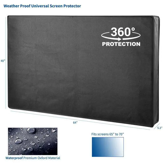 Alt view image 2 of 7 - Black Screen Cover for 65" to 70" TV, Outdoor Waterproof Weather Resistant