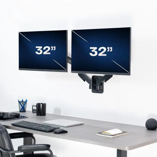 Alt view image 2 of 7 - VIVO Pneumatic Spring Arm Dual Monitor Wall Mount 17" - 32" Computer Screens