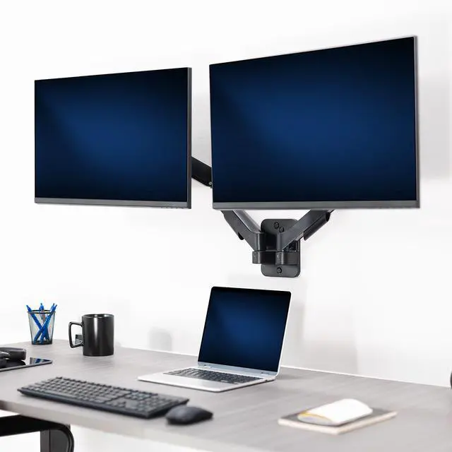 Alt view image 7 of 7 - VIVO Pneumatic Spring Arm Dual Monitor Wall Mount 17" - 32" Computer Screens