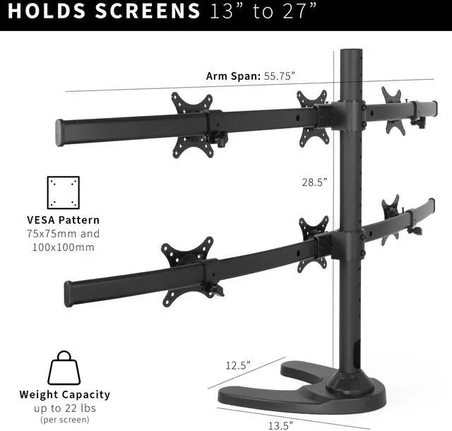Alt view image 3 of 7 - VIVO Hex Computer Monitor Desk Mount Stand, Heavy Duty, 6 Screens up to 27"