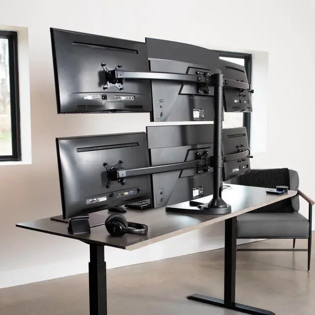 Alt view image 7 of 7 - VIVO Hex Computer Monitor Desk Mount Stand, Heavy Duty, 6 Screens up to 27"