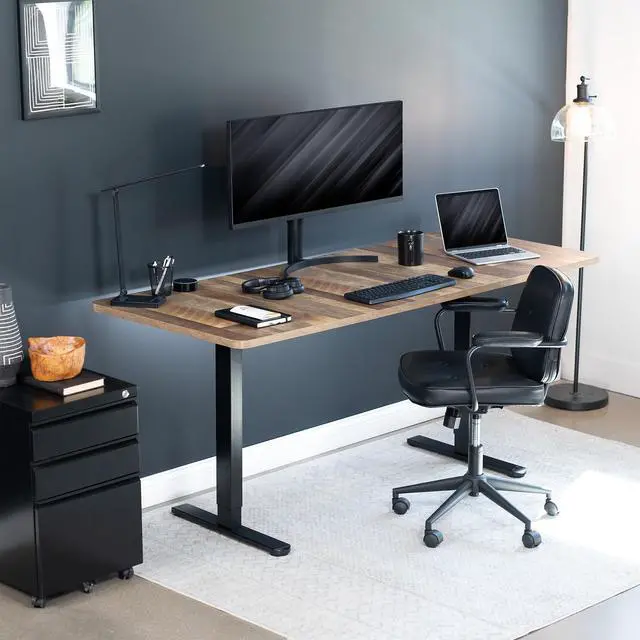 Alt view image 4 of 7 - VIVO Electric 71 x 30 Stand Up Desk Workstation, Reclaimed Wood Top, Black Frame
