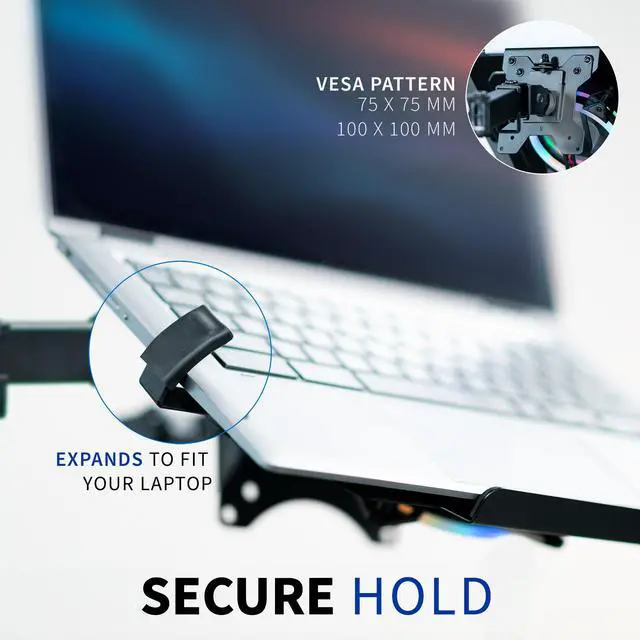 Alt view image 6 of 7 - VIVO Universal Adjustable 12" - 15.6" Laptop Computer Notebook Tray with RGB Fan