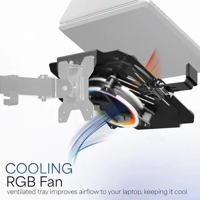 Alt view image 3 of 7 - VIVO Universal Adjustable 12" - 15.6" Laptop Computer Notebook Tray with RGB Fan