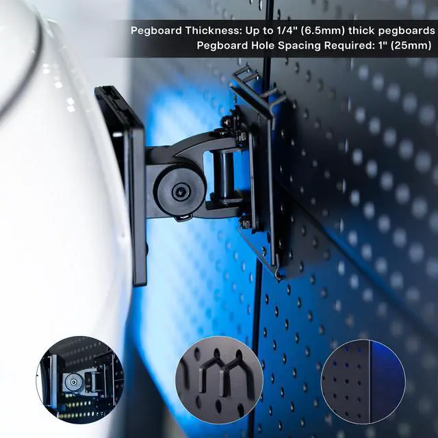 Alt view image 4 of 7 - VIVO Single Ultrawide Monitor Pegboard Panel Mount, Fits up to 49" Screens