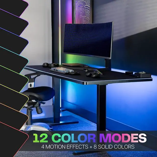 Alt view image 4 of 7 - VIVO Black 71" x 30" Full Size Desk Pad with RGB Ambient Lighting