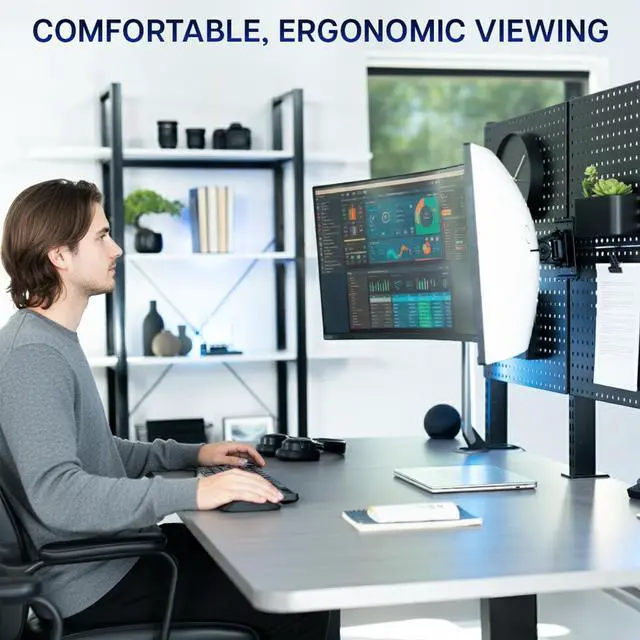 Alt view image 7 of 7 - VIVO Single Ultrawide Monitor Pegboard Panel Mount, Fits up to 49" Screens