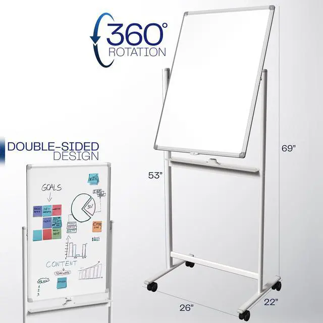 Alt view image 3 of 7 - VIVO Mobile Dry Erase Board 24" x 36" Magnetic Double Sided Whiteboard Stand